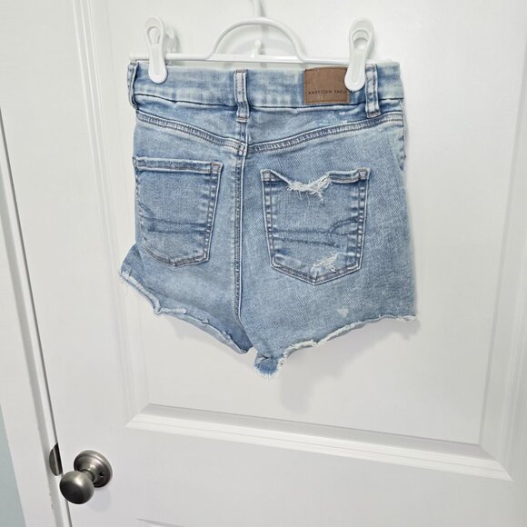 American Eagle Jean Shorts Next Level Stretch Light Wash Size 0 Distressed - Picture 5 of 9
